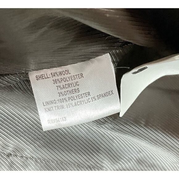 Calvin Klein Women’s Tweed Wool Belted Military Pea Coat size 10 Knit Collar - Picture 11 of 14